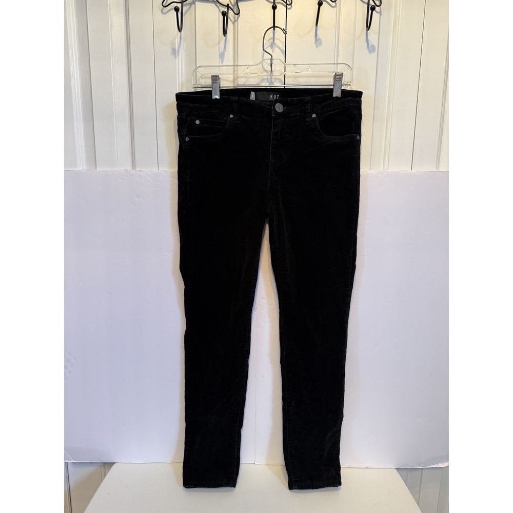 Kut From The Kloth Diana Fab Ab Skinny Velvet Black Corduroy Pants Size 8